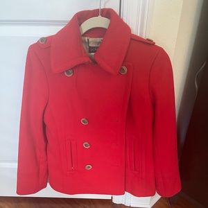 Red pea coat